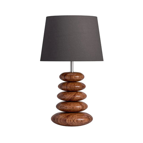 Wooden Pebble Table Lamp 18 Inches Height With 10 Inches Diameter Black Lamp Shade