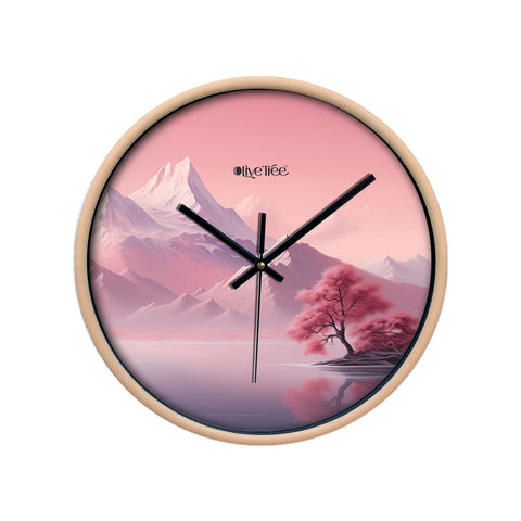 Olive Tree Wall Clock for Living Room, Home, Bedroom Walls, Kitchen, Office, Round Shape Designer Plastic Wall Clock for Home Decor, 12- inch,30 x 30 cm -9348