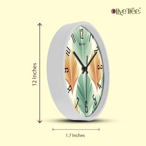 Olive Tree Wall Clock 12" Decorative Latest Plastic Wall Clock TIK-Tok Movement Classic Clock Battery Operated Round Easy to Read for Room/Home/Kitchen/Bedroom/Office/School - 9246