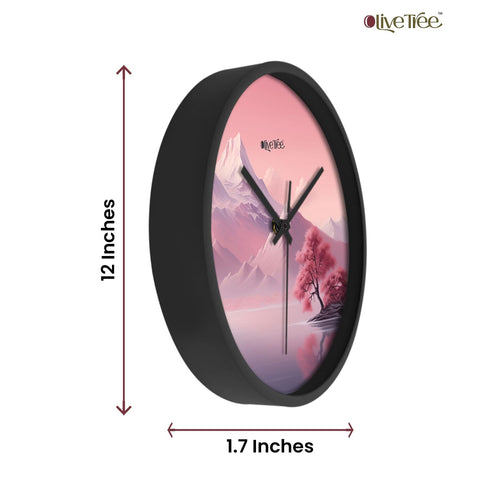 Olive Tree Wall Clock for Living Room, Home, Bedroom Walls, Kitchen, Office, Round Shape Designer Plastic Wall Clock for Home Decor, 12- inch,30 x 30 cm -9311