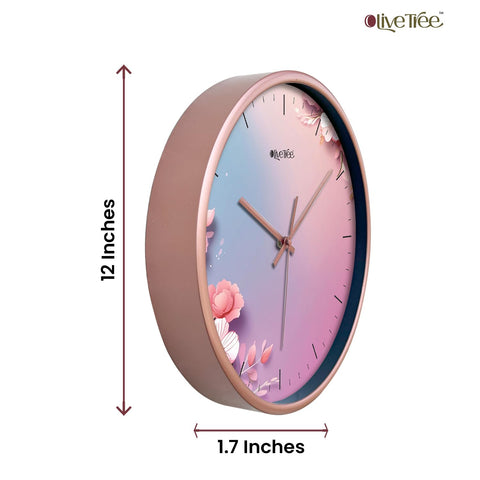 Olive Tree Wall Clock for Living Room, Home, Bedroom Walls, Kitchen, Office, Round Shape Designer Plastic Wall Clock for Home Decor, 12- inch,30 x 30 cm -9445