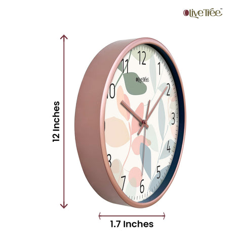 Olive Tree Wall Clock for Living Room, Home, Bedroom Walls, Kitchen, Office, Round Shape Designer Plastic Wall Clock for Home Decor, 12- inch,30 x 30 cm -9447