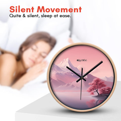 Olive Tree Wall Clock for Living Room, Home, Bedroom Walls, Kitchen, Office, Round Shape Designer Plastic Wall Clock for Home Decor, 12- inch,30 x 30 cm -9348