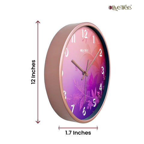 Olive Tree Wall Clock for Living Room, Home, Bedroom Walls, Kitchen, Office, Round Shape Designer Plastic Wall Clock for Home Decor, 12- inch,30 x 30 cm -9324