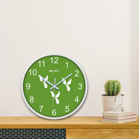 Olive Tree Wall Clock 12" Decorative Latest Plastic Wall Clock TIK-Tok Movement Classic Clock Battery Operated Round Easy to Read for Room/Home/Kitchen/Bedroom/Office/School - 9150