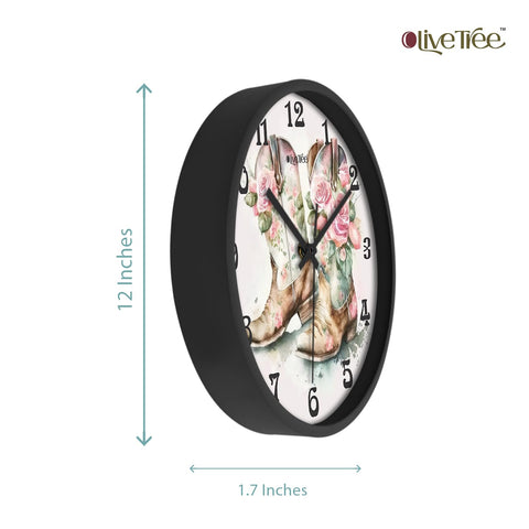 Olive Tree Wall Clock 12" Decorative Latest Plastic Wall Clock Tik-Tok Movement Classic Clock Battery Operated Round Easy to Read for Room/Home/Kitchen/Bedroom/Office/School - 9179