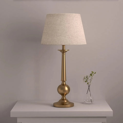 Table Lamp Silver Nickel 26 inches Height with Off White 12 inches Diameter Lampshade