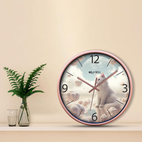 Olive Tree Wall Clock for Living Room, Home, Bedroom Walls, Kitchen, Office, Round Shape Designer Plastic Wall Clock for Home Decor, 12- inch,30 x 30 cm -9434