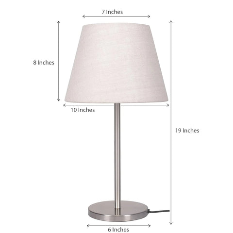 Table Lamp Sleek Silver 19 inches Height with Off White 10 inches Diameter Lamp shade