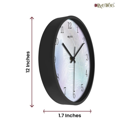 Olive Tree Wall Clock for Living Room, Home, Bedroom Walls, Kitchen, Office, Round Shape Designer Plastic Wall Clock for Home Decor, 12- inch,30 x 30 cm -9304