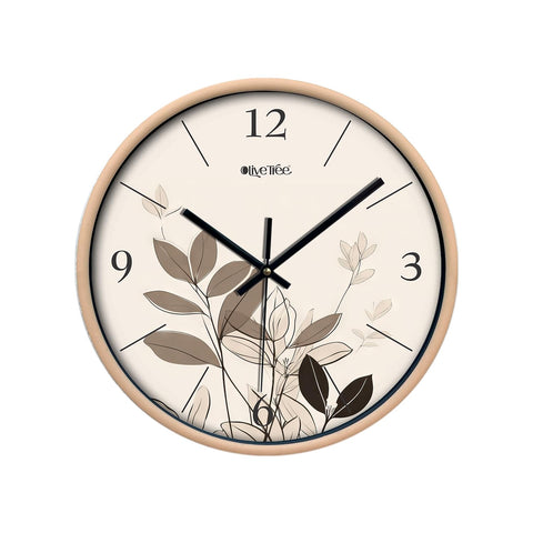 Olive Tree Wall Clock for Living Room, Home, Bedroom Walls, Kitchen, Office, Round Shape Designer Plastic Wall Clock for Home Decor, 12- inch,30 x 30 cm -9418