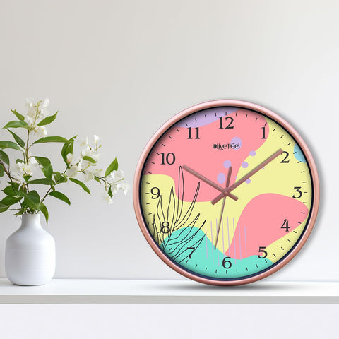 Olive Tree Wall Clock for Living Room, Home, Bedroom Walls, Kitchen, Office, Round Shape Designer Plastic Wall Clock for Home Decor, 12- inch,30 x 30 cm -9446