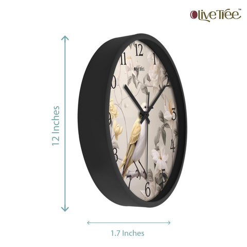 Olive Tree Wall Clock 12" Decorative Latest Plastic Wall Clock TIK-Tok Movement Classic Clock Battery Operated Round Easy to Read for Room/Home/Kitchen/Bedroom/Office/School - 9275