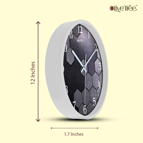 Olive Tree Wall Clock 12" Decorative Latest Plastic Wall Clock Tik-Tok Movement Classic Clock Battery Operated Round Easy to Read for Room/Home/Kitchen/Bedroom/Office/School - 9283