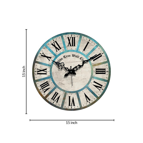 Olivetree Wooden Wall Clock 15" TIC TOC Movement Decorative Latest Wall Clock Classic Clock Battery Operated Round Easy to Read for Home, Living Room,Office(Multi) - 2025