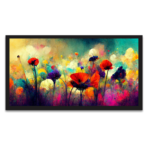 Colorful Illustration of Abstract Flowers Floating Frame Canvas Wall Painting