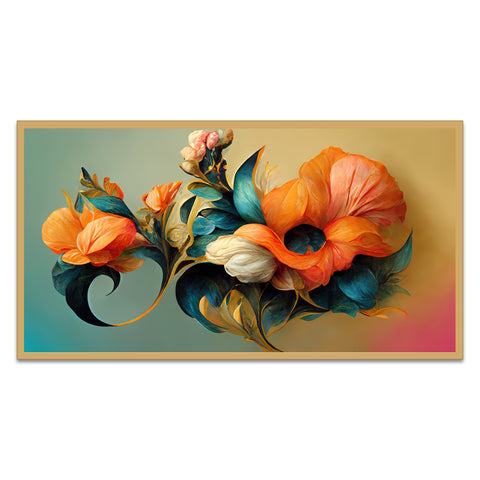 Beautiful Flower Art Design Canvas Floating Frame Floral Painting for Wall Decoration