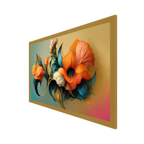 Beautiful Flower Art Design Canvas Floating Frame Floral Painting for Wall Decoration