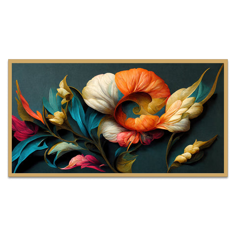 Elegant Flowers Illustration Floating Frame Canvas Wall Painting