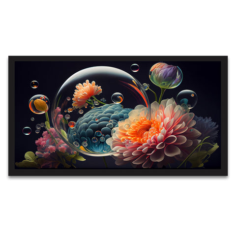 Abstract Flowers Illustration with Nature Floating Frame Canvas Art Print Wall DÃ©cor Painting