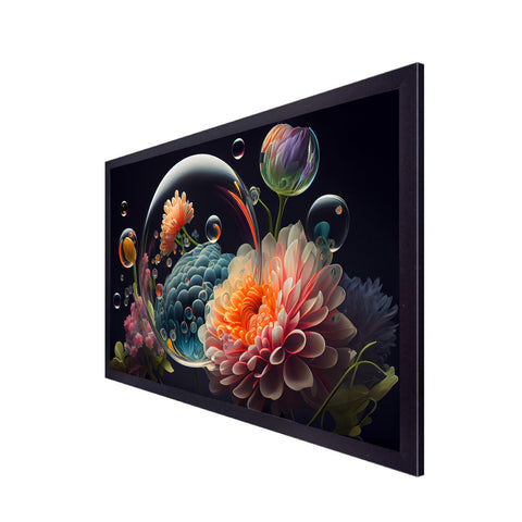 Abstract Flowers Illustration with Nature Floating Frame Canvas Art Print Wall DÃ©cor Painting