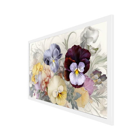 Beautiful Pansies Multicolor Flowers Floating Frame Canvas Wall Painting