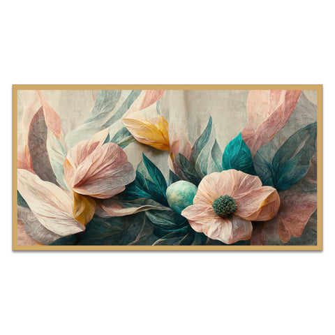 Luxurious Pink Flowers Floating Framed Canvas Wall Painting