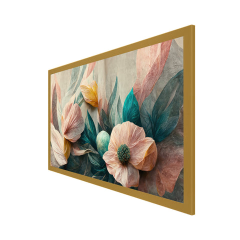 Luxurious Pink Flowers Floating Framed Canvas Wall Painting