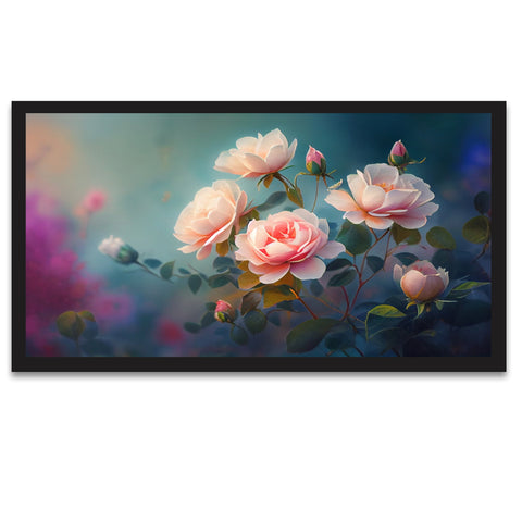 Beautiful Pink Rose Flower Floating Frame Canvas Wall Painting