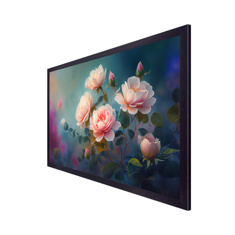 Beautiful Pink Rose Flower Floating Frame Canvas Wall Painting