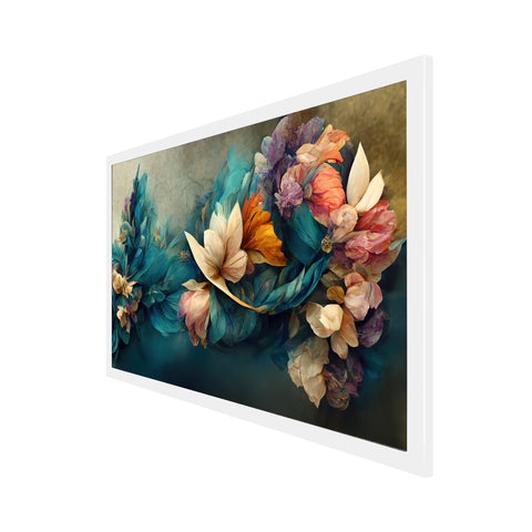 Beautiful 3D Blue Flower Arrangement with Bouquet Canvas Framed Wall Painting