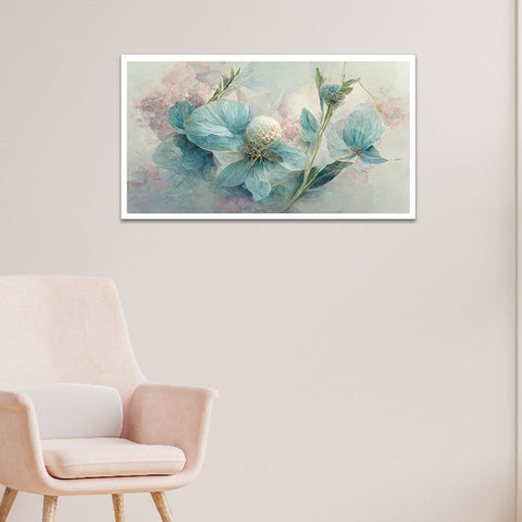 Beautiful Blue Flower Arrangement with Bracelet Leaves Canvas Wall Painting