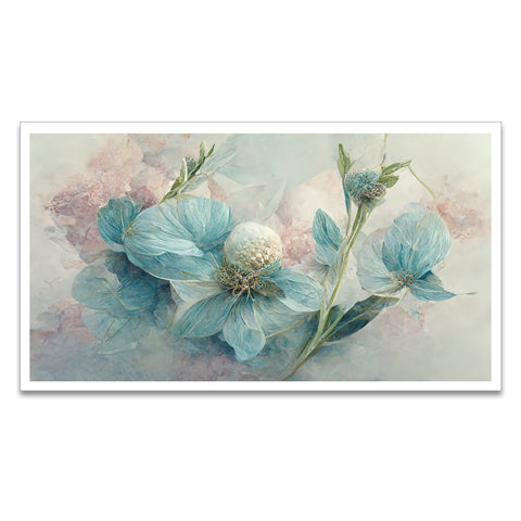 Beautiful Blue Flower Arrangement with Bracelet Leaves Canvas Wall Painting