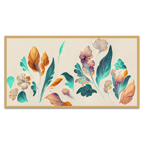 3D Art Illustration of Leave Petal and Flowers Canvas Framed Wall Painting