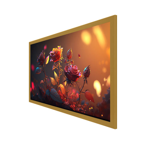 Abstract Red Roses Flower Art Floating Frame Canvas Painting Wall DÃ©cor