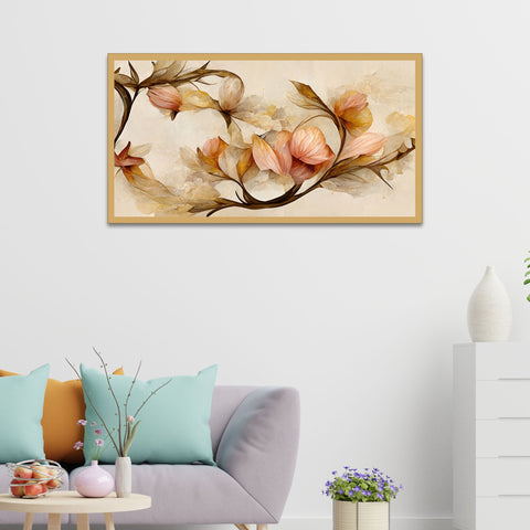 Panoramic 3D Flower Floating Framed Canvas Wall Painting