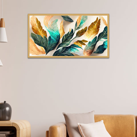 Abstract Flowers with Golden Sheen Canvas Wall Painting Home Decor