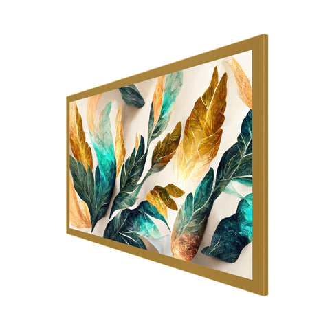 Abstract Flowers with Golden Sheen Canvas Wall Painting Home Decor