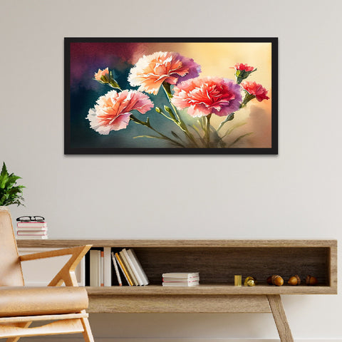 Luxurious Art Print of Pink Flower Canvas Floral Floating Frame Wall Painting