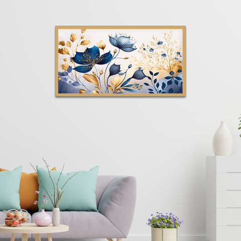 Beautiful Blue Flower Art Print Frame Canvas Wall Painting for Home and Office DÃ©cor