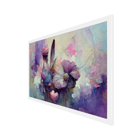 3D Purple Floating Frame Flower Canvas Paintings for Wall Decor