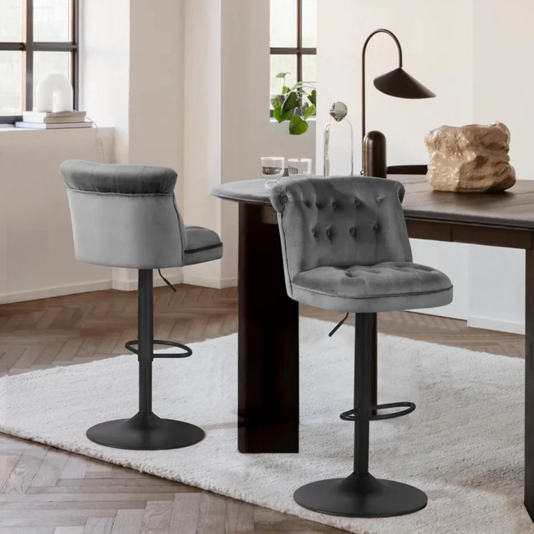 Grey Color Cellan Swiel Adjustable Bar Stool