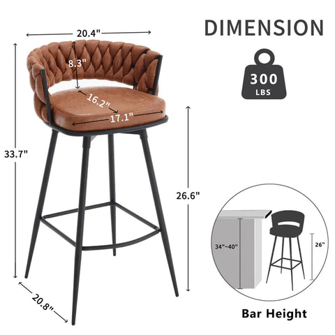 Whisky Brown Presley Bar Stool