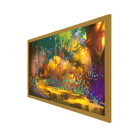 Elegant Golden Flowers Branches Vintage 3d Floral Floating Frame Canvas Wall Painting