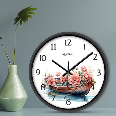 Olive Tree Wall Clock for Living Room, Home, Bedroom Walls, Kitchen, Office, Round Shape Designer Plastic Wall Clock for Home Decor, 12- inch,30 x 30 cm -9375