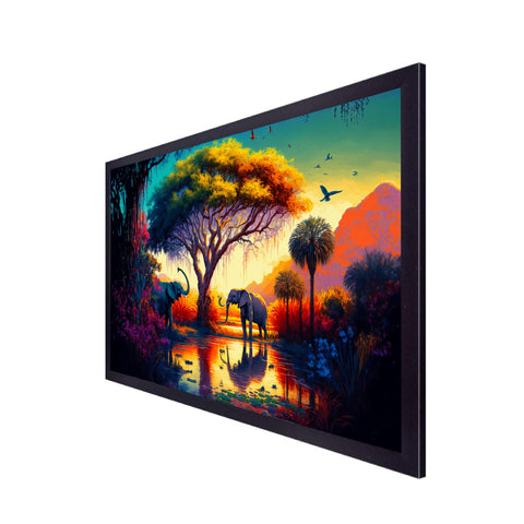 African Tropical Jungle Floating Frame Canvas Wall Painting