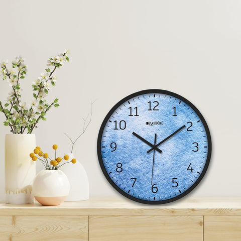 Olive Tree Wall Clock 12" Decorative Latest Plastic Wall Clock TIK-Tok Movement Classic Clock Battery Operated Round Easy to Read for Room/Home/Kitchen/Bedroom/Office/School - 9115