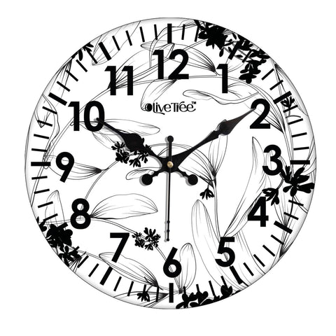 Olivetree Wooden Wall Clock 12" Silent Movement Decorative Wall Clock Classic Clock Battery Operated Round Easy to Read for Home, Living Room,Office(Multi) - 4068