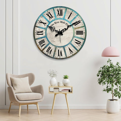 Olivetree Wooden Wall Clock 15" TIC TOC Movement Decorative Latest Wall Clock Classic Clock Battery Operated Round Easy to Read for Home, Living Room,Office(Multi) - 2025