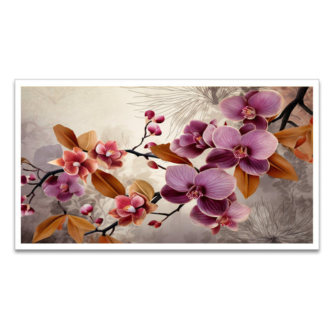 Orchid Flowers Floating Frame Canvas Wall Painting